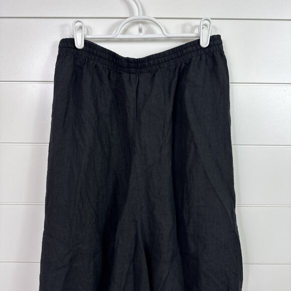 People Like Frank Bubble Hem 100% Linen Midi Skirt Black sz 4 - Picture 6 of 7